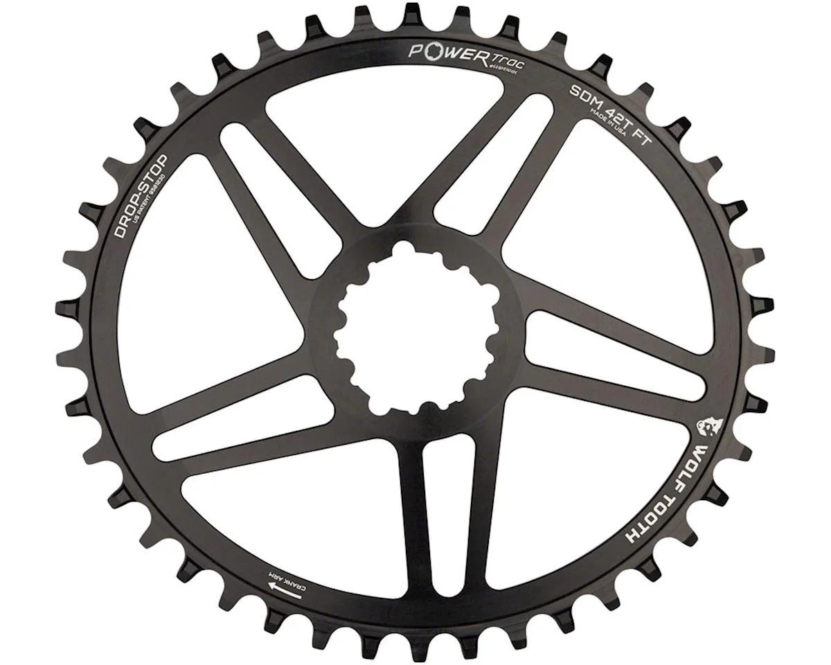 Wolf Tooth Components SRAM Direct Mount Elliptical Chainring (Black) (Drop-Stop B) (Single) (6mm Offset) (38T) - view 2